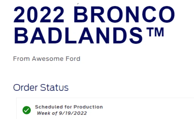 Ford Bronco 9/19/22 Build Week 1661044872795