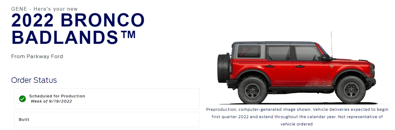 Ford Bronco 9/19/22 Build Week 1661046393406