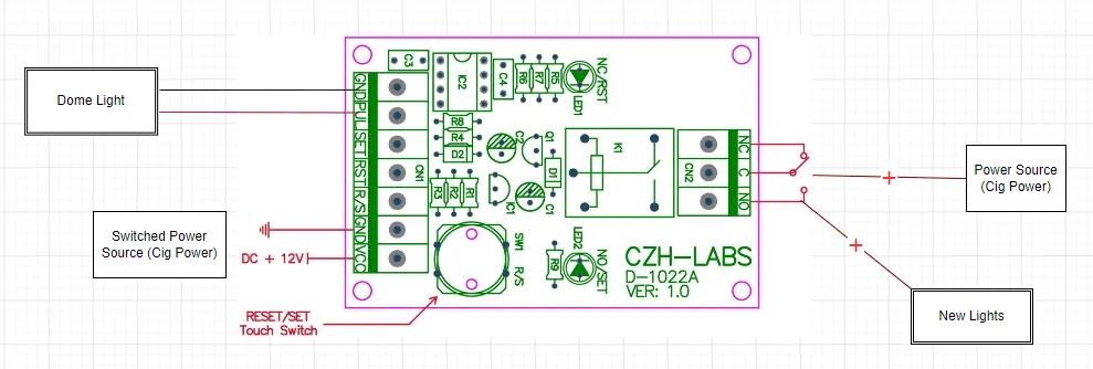 Ford Bronco Additional dome lighting, Jim style PWM Dome Diagram