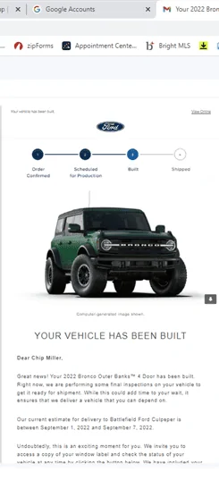 Ford Bronco 8/15/22 Build Week Group 1661193291863