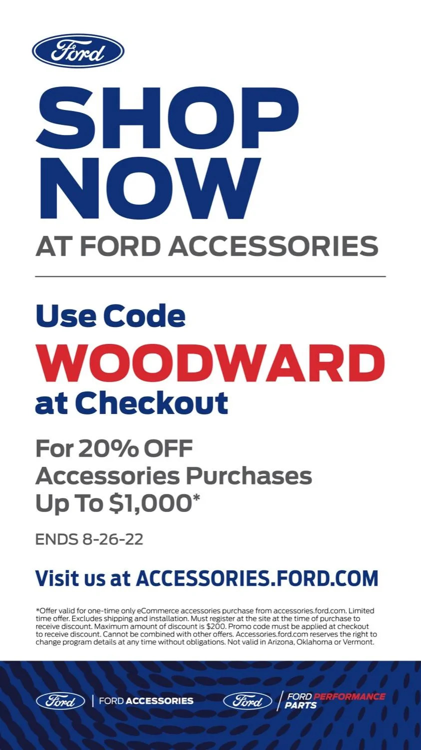 Ford Bronco Ford Accessories Discounted 20% Through August 26 -woodward-dream-cruise-promotion-discount-code-jpg