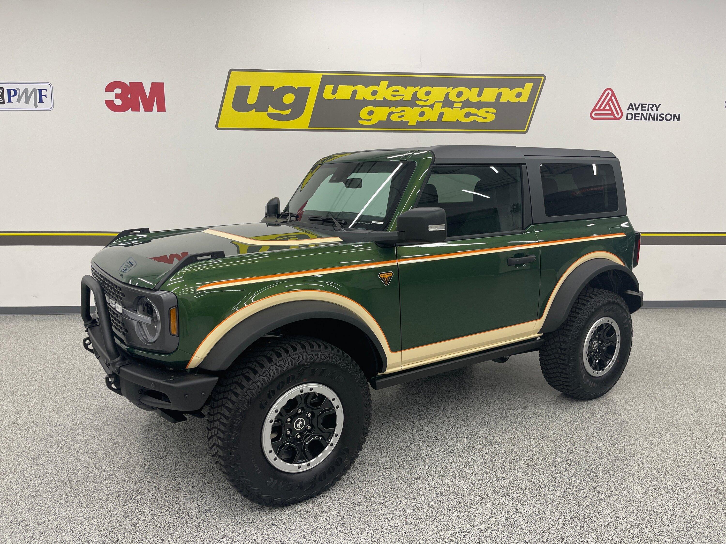 Ford Bronco Eddie Bauer throwback Bronco 6th gen build w/ tan hardtop, fender flares, spare tire cover IMG_8248@2x