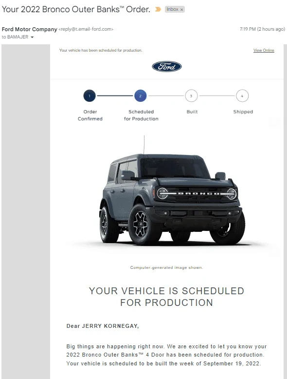 Ford Bronco 9/19/22 Build Week 1661481438229