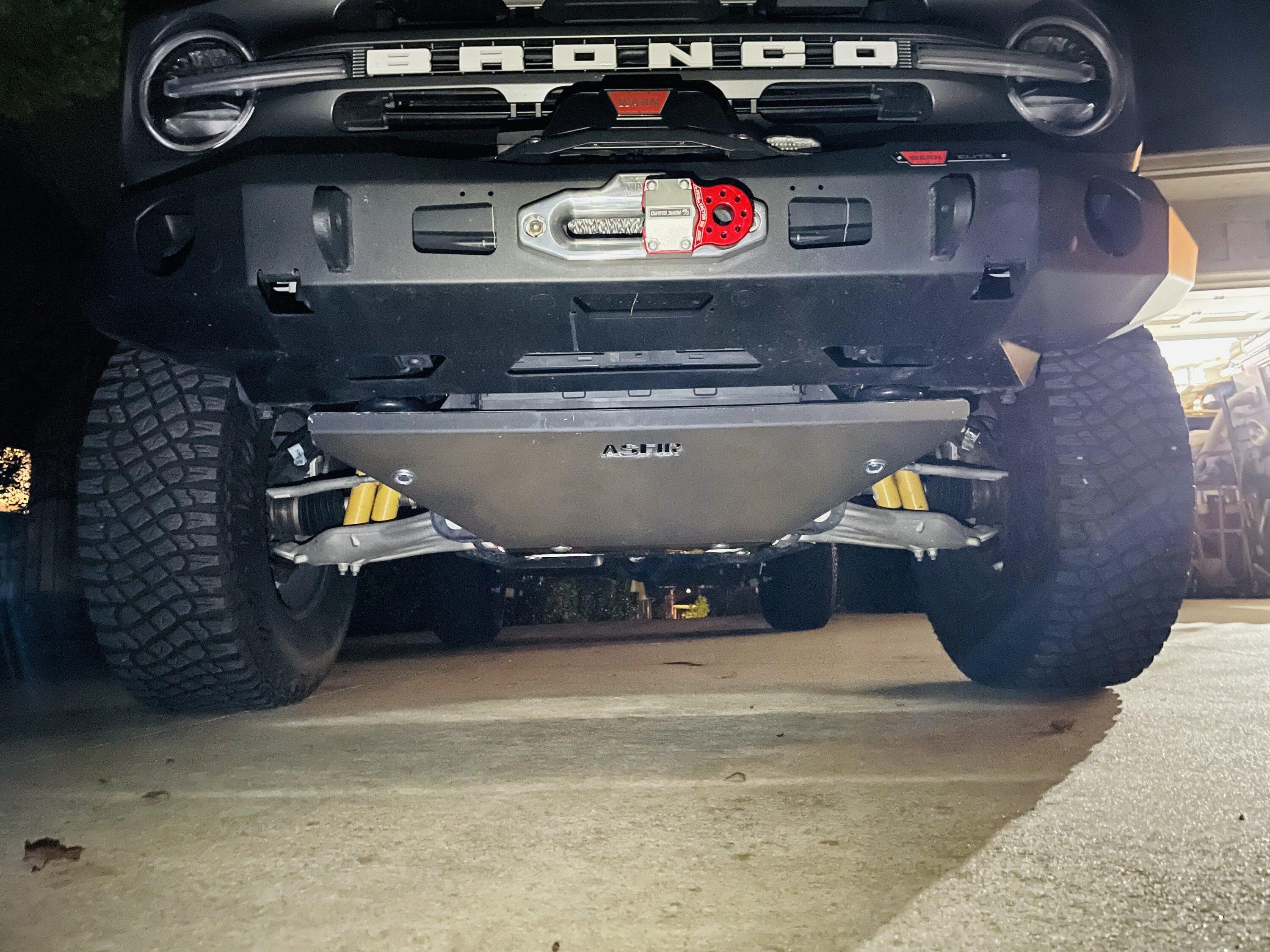 Ford Bronco ASFIR front skid install pics with Warn bumper 59175757-578A-40ED-B47A-8325ED144C5A