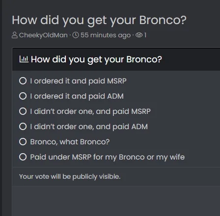 Ford Bronco How did you get your Bronco? 12345