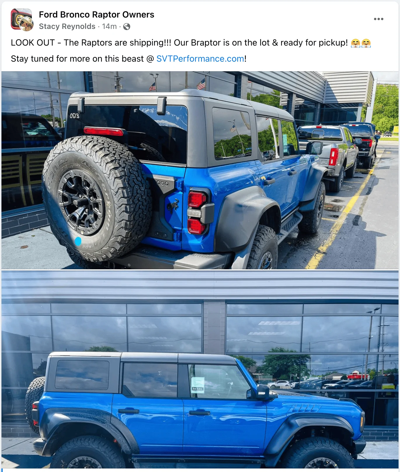 Ford Bronco 🙌 First retail order 2022 Bronco Raptor spotted on dealer's lot! Screen Shot 2022-08-30 at 12.25.19 PM