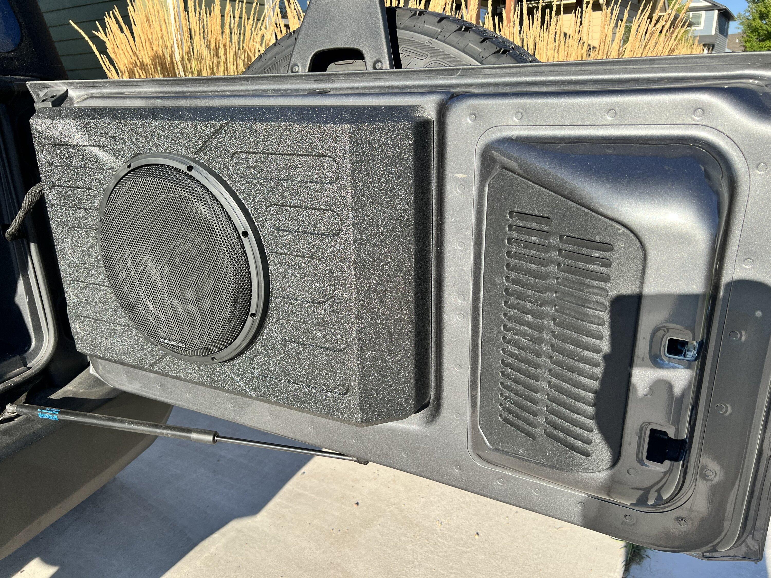 Ford Bronco Stinger 12” sub box mounted on back tail gate 4371E205-155C-4D78-8017-E7BFAF828CD7
