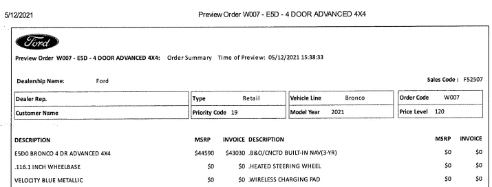 Ford Bronco Is this normal or is something going on with my order? 1661951894524
