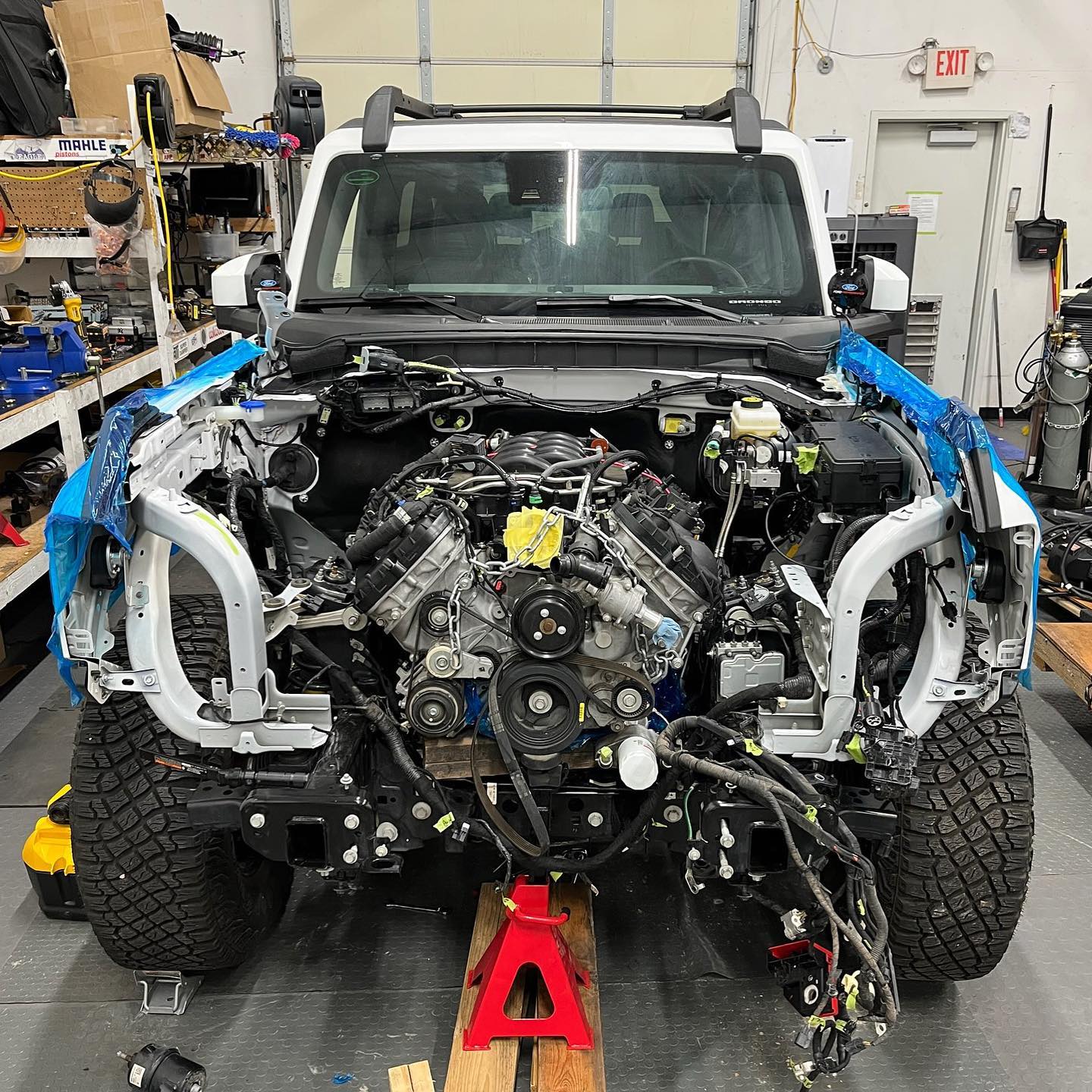 Ford Bronco Update 3-26-25: Whipple V8 5.0 Coyote Engine Swap into Ford Bronco by No Traction Faction 301952165_2918277588476416_6999123359042575946_n