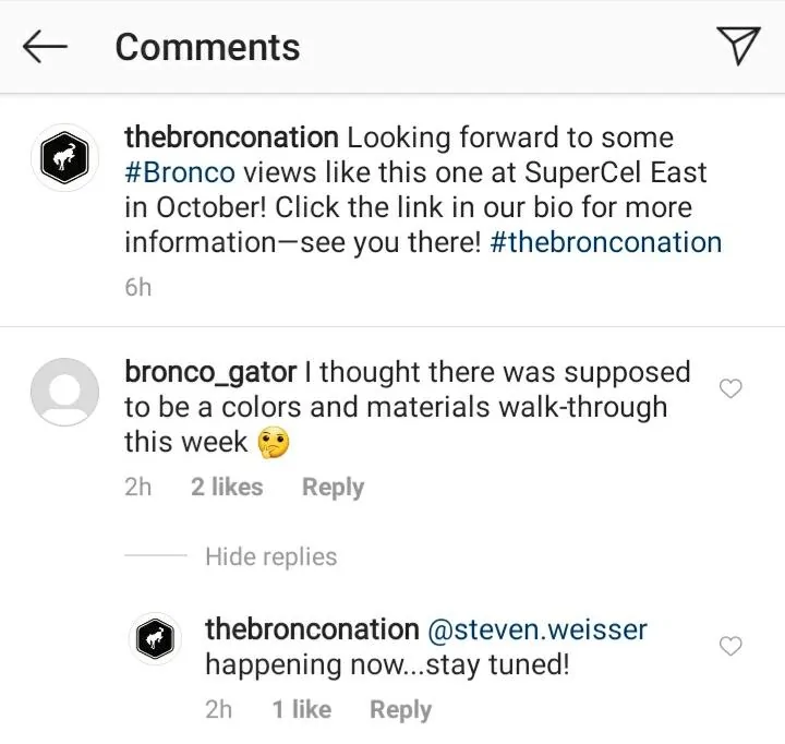 Ford Bronco Today should be the day the interior packages are shown. Screenshot_20200918-182924_Instagram
