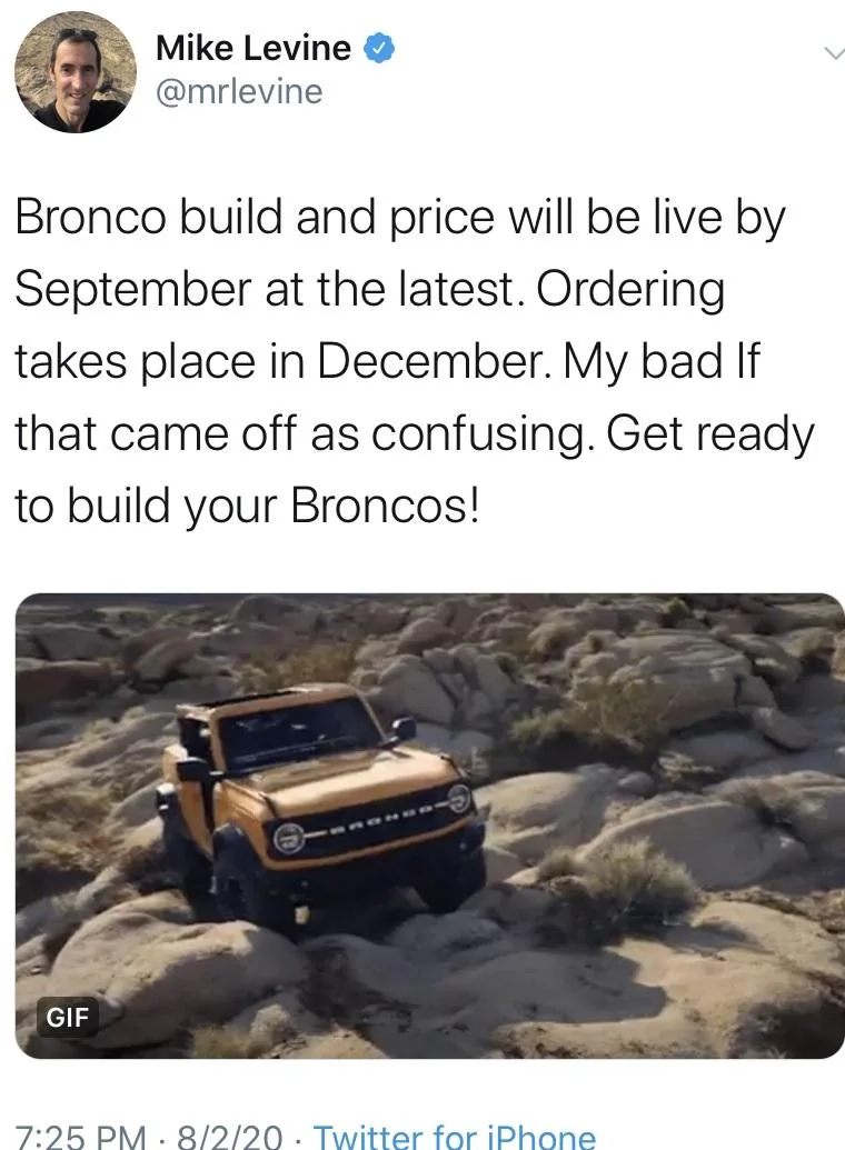 Ford Bronco Bronco Build & Price date MarkLevin
