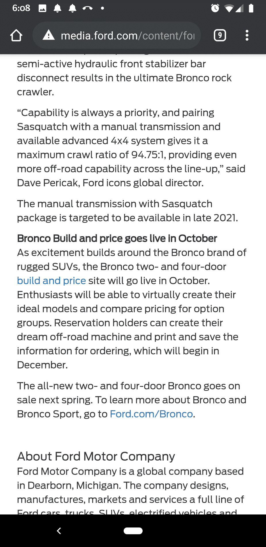 Ford Bronco Am I missing something? Badlands vs Sasquatch option. Screenshot_20200922-060844