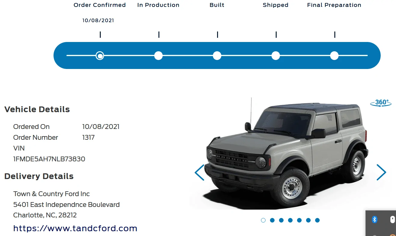 Ford Bronco 9/19/22 Build Week 1662326467466