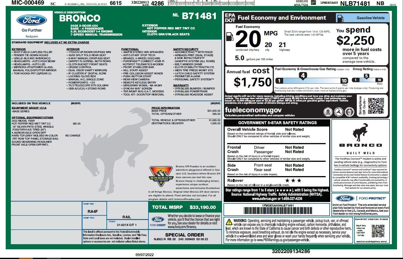 Ford Bronco 9/12/22 Build Week Group  **Now has Google Spreadsheet** 913