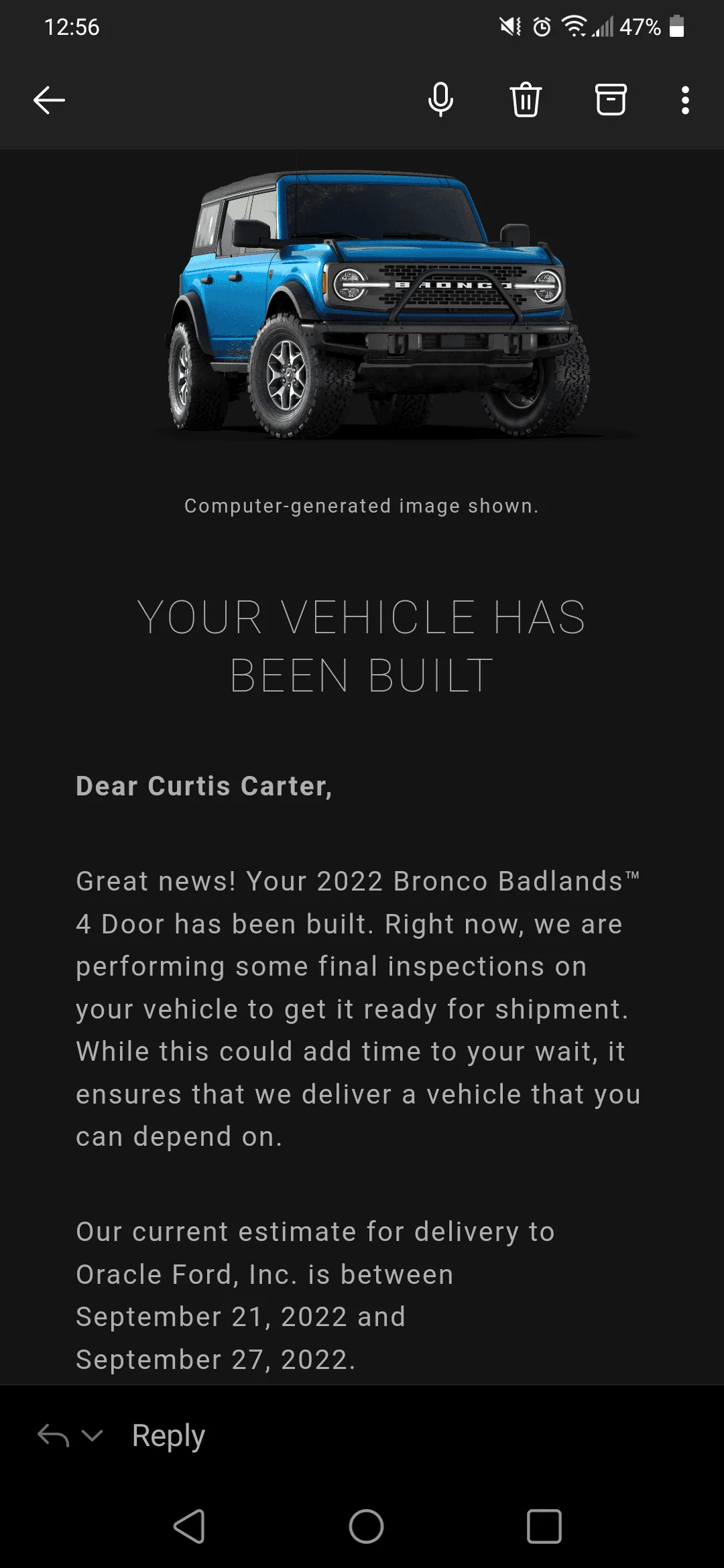 Ford Bronco 8/29/2022 Build Week Group Screenshot_20220909-005626