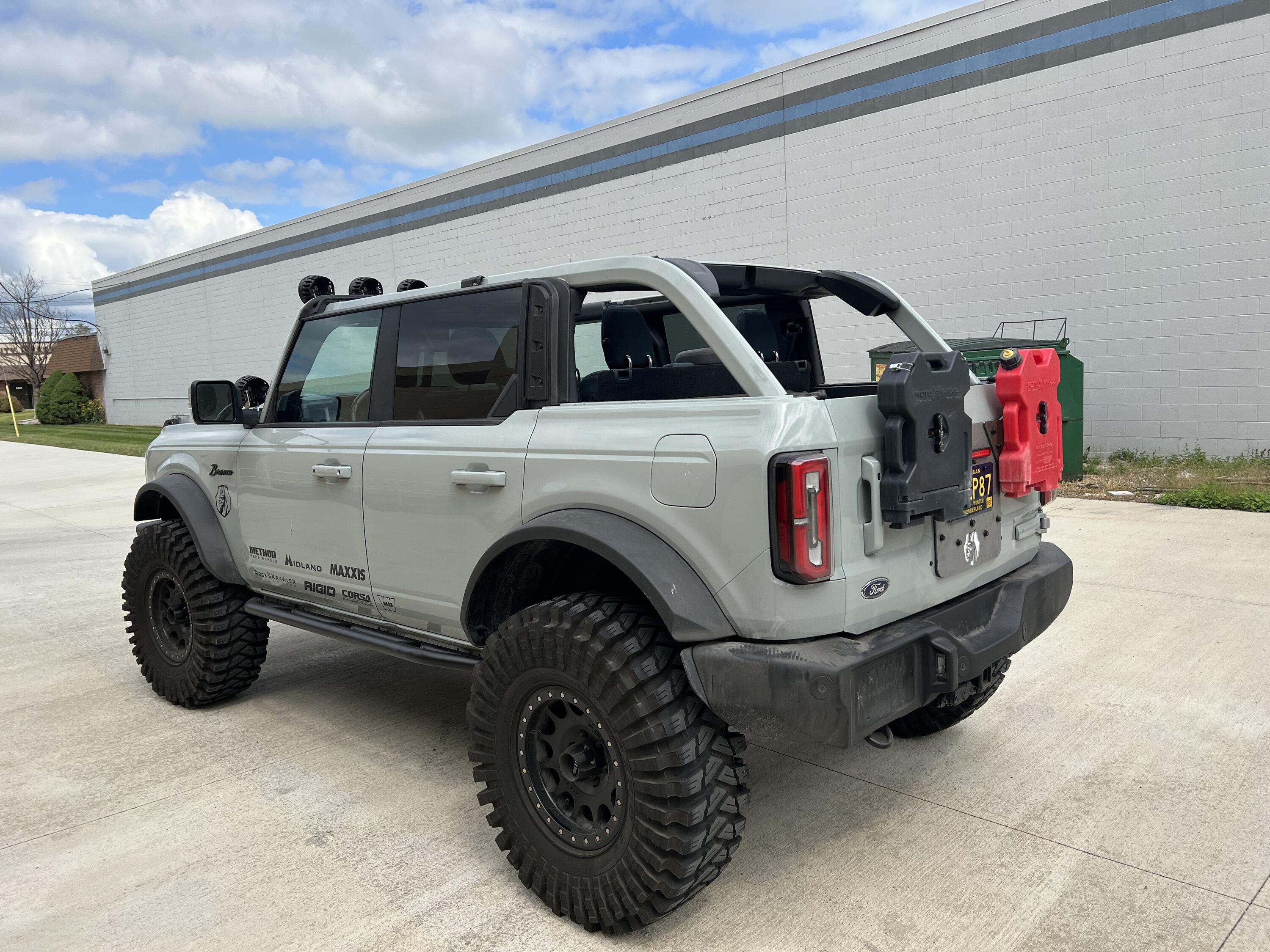 Ford Bronco NEW Modular Spare Tire Delete / RotopaX Mount / License Plate Relocate IMG_3975