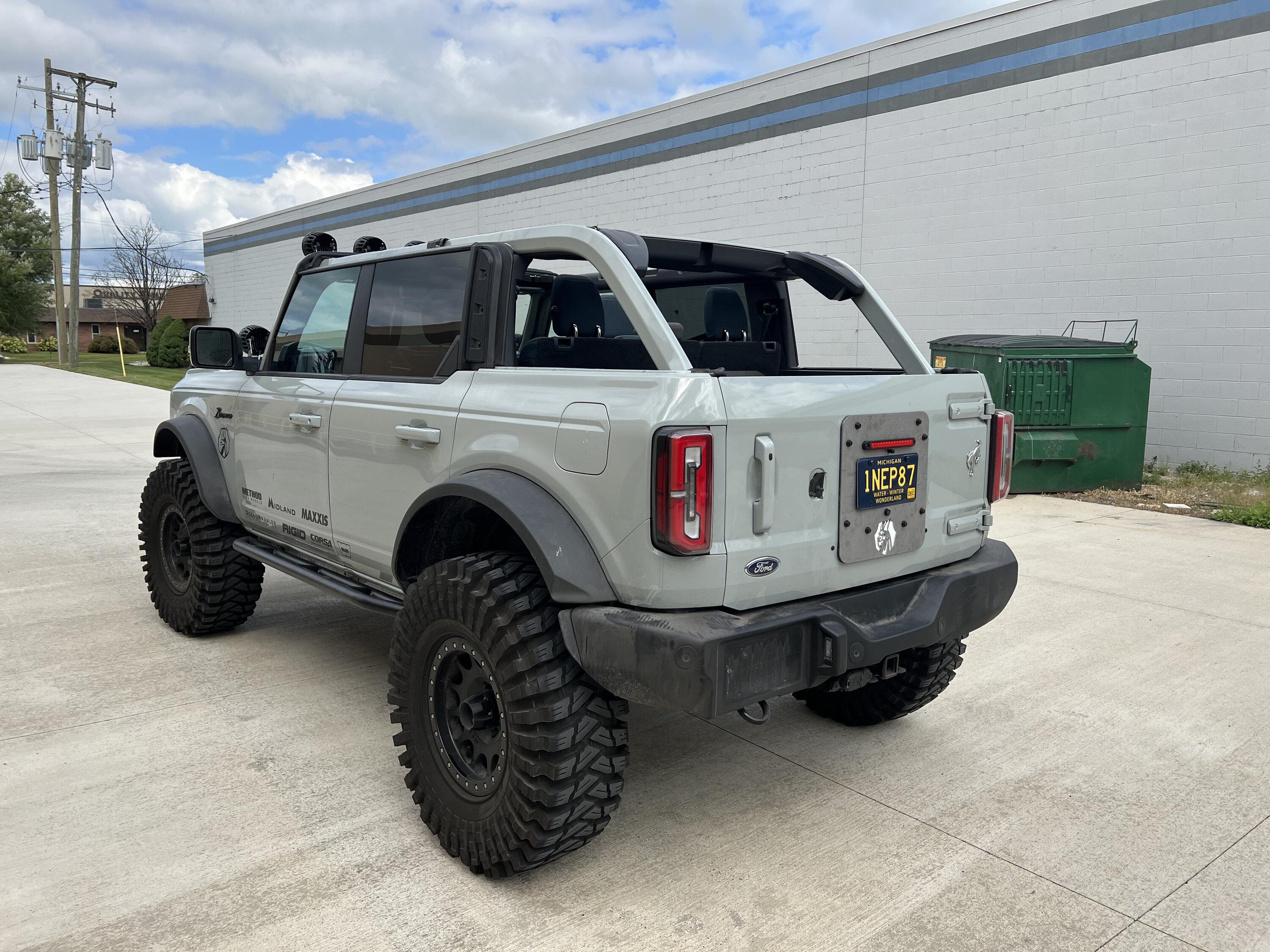 Ford Bronco NEW Modular Spare Tire Delete / RotopaX Mount / License Plate Relocate IMG_3980