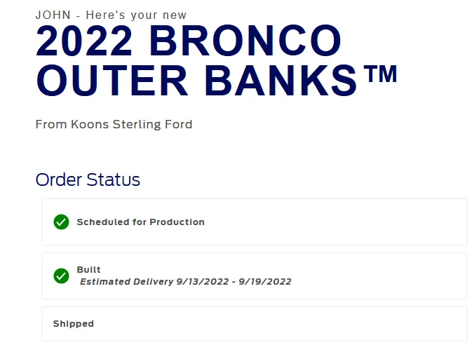 Ford Bronco 9/5/22 Build week group 1663115563479
