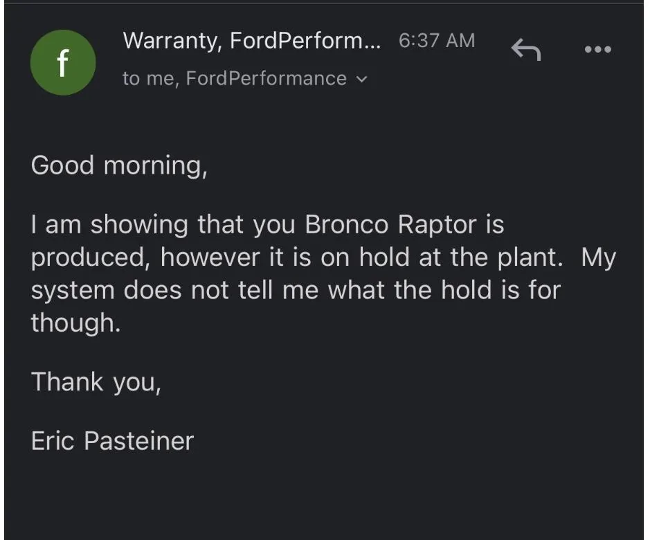 Ford Bronco ⏳ Bronco Raptor now being scheduled for production & VIN assigned 01030E3C-5390-48A8-B064-E07595F0EB0B