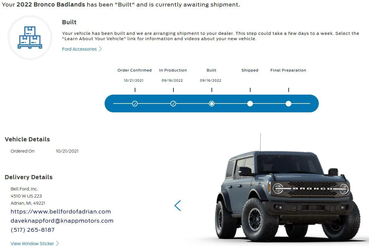 Ford Bronco 9/12/22 Build Week Group  **Now has Google Spreadsheet** built