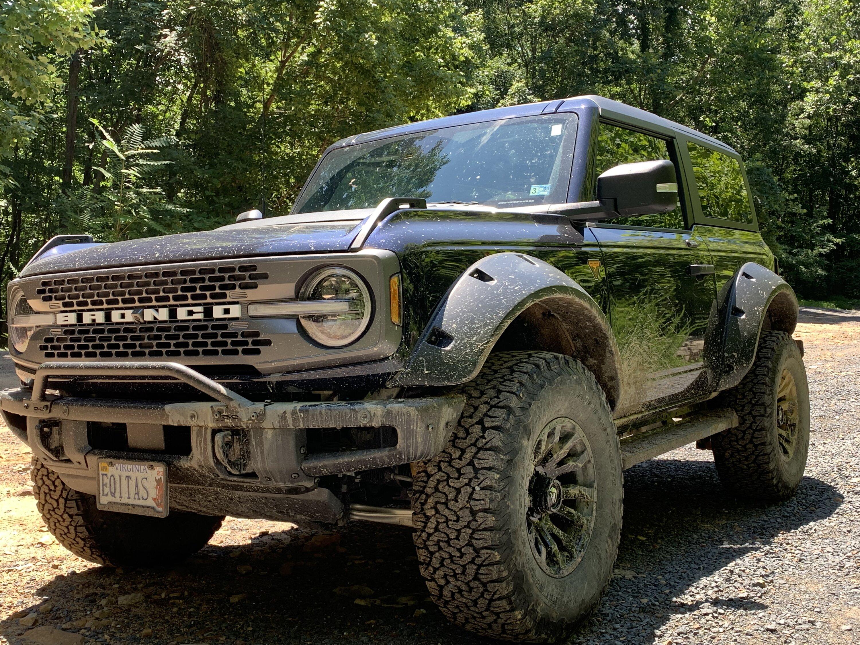 Ford Bronco Black Bronco Raptor modified with Wildtrak Brush Bar Peters Mill Bronco