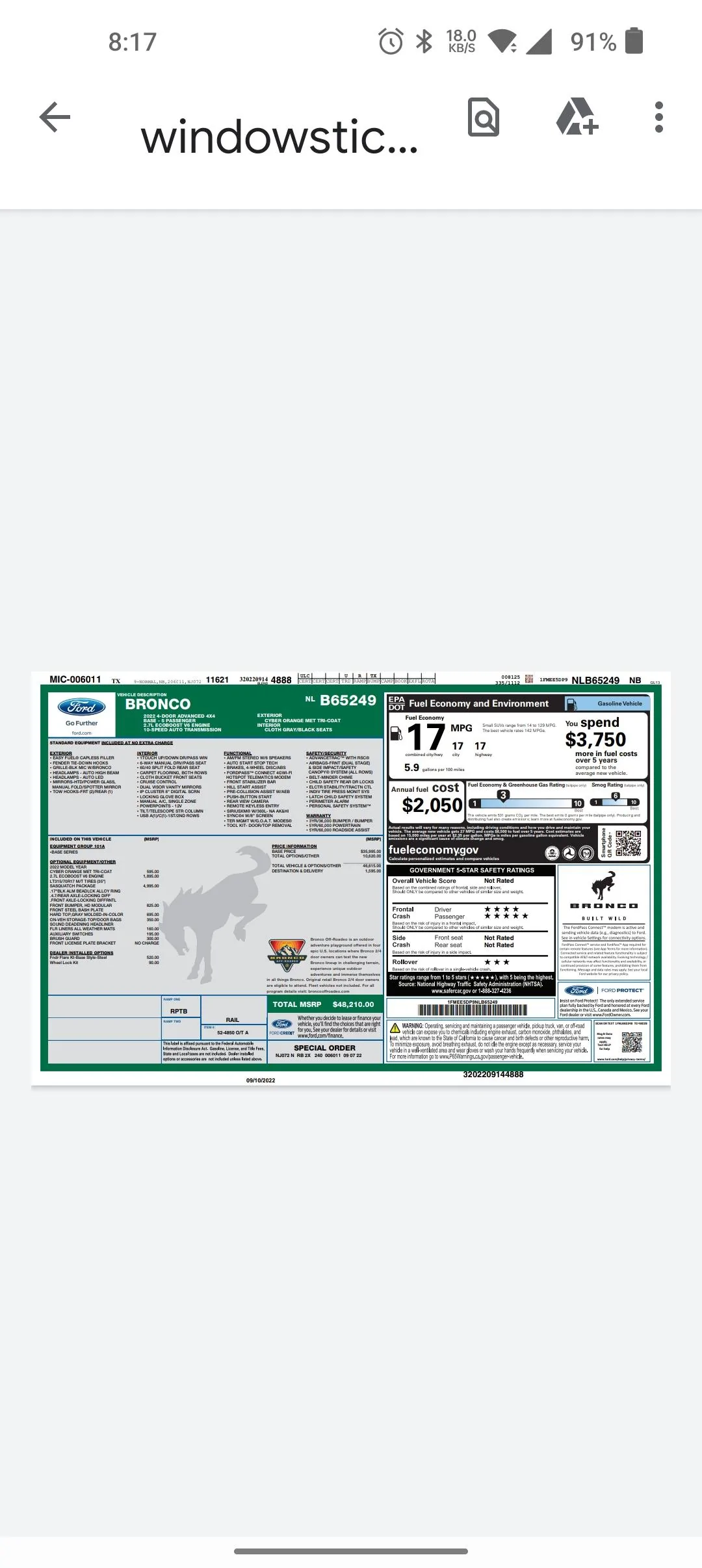 Ford Bronco 9/12/22 Build Week Group  **Now has Google Spreadsheet** Screenshot_2022-09-10-08-17-50-43_e2d5b3f32b79de1d45acd1fad96fbb0f