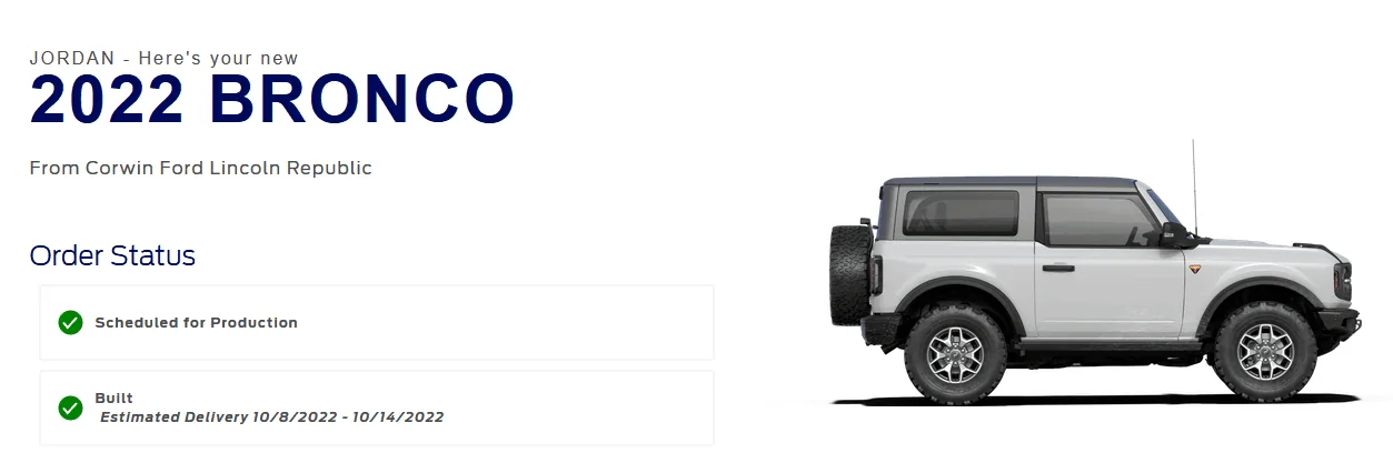 Ford Bronco 9/19/22 Build Week Screenshot 2022-09-22 114223