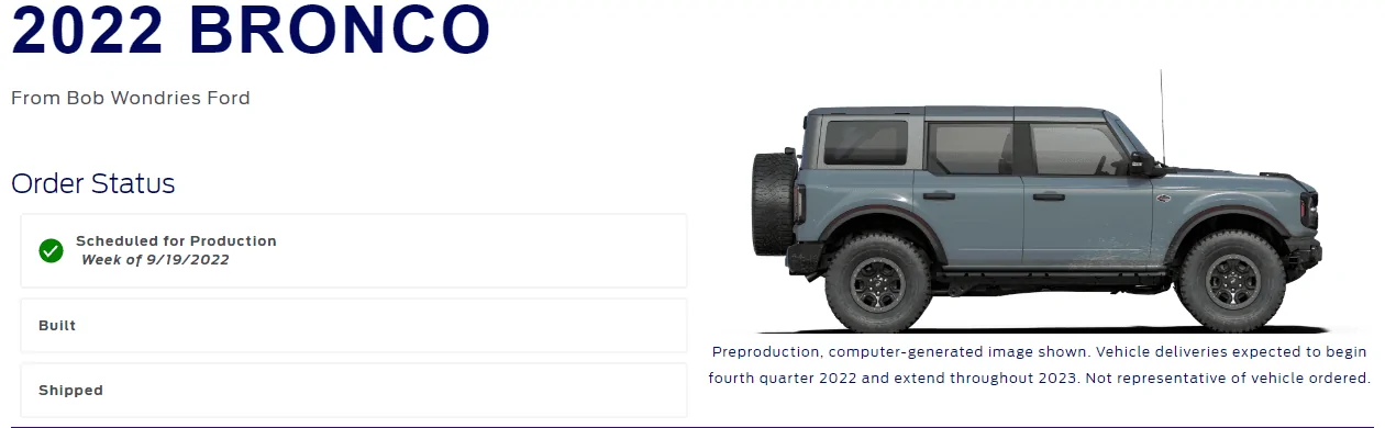 Ford Bronco 9/19/22 Build Week 1663953045636