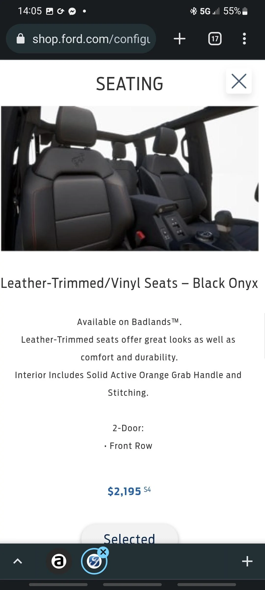 Ford Bronco 2023 Badlands interior Screenshot_20220923-140548_Chrom