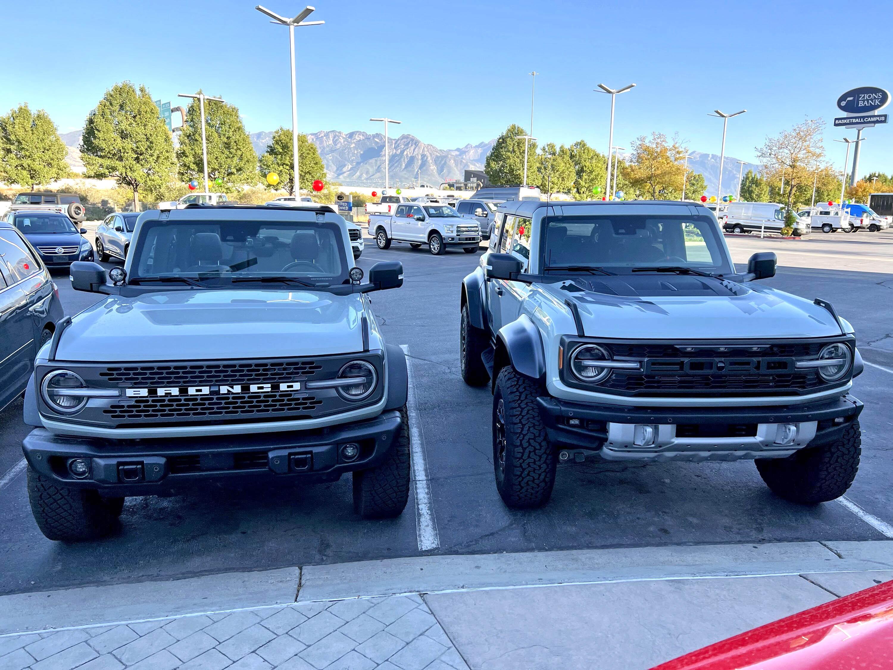 Ford Bronco Spotted: Bronco Raptor Cactus Gray next to my Badlands Sasquatch Cactus Gray 3F3427C8-3646-4730-AF72-A96312971DE9