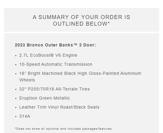 Ford Bronco Anyone receive an order confirmation missing the Sasquatch Package? 1664206077523