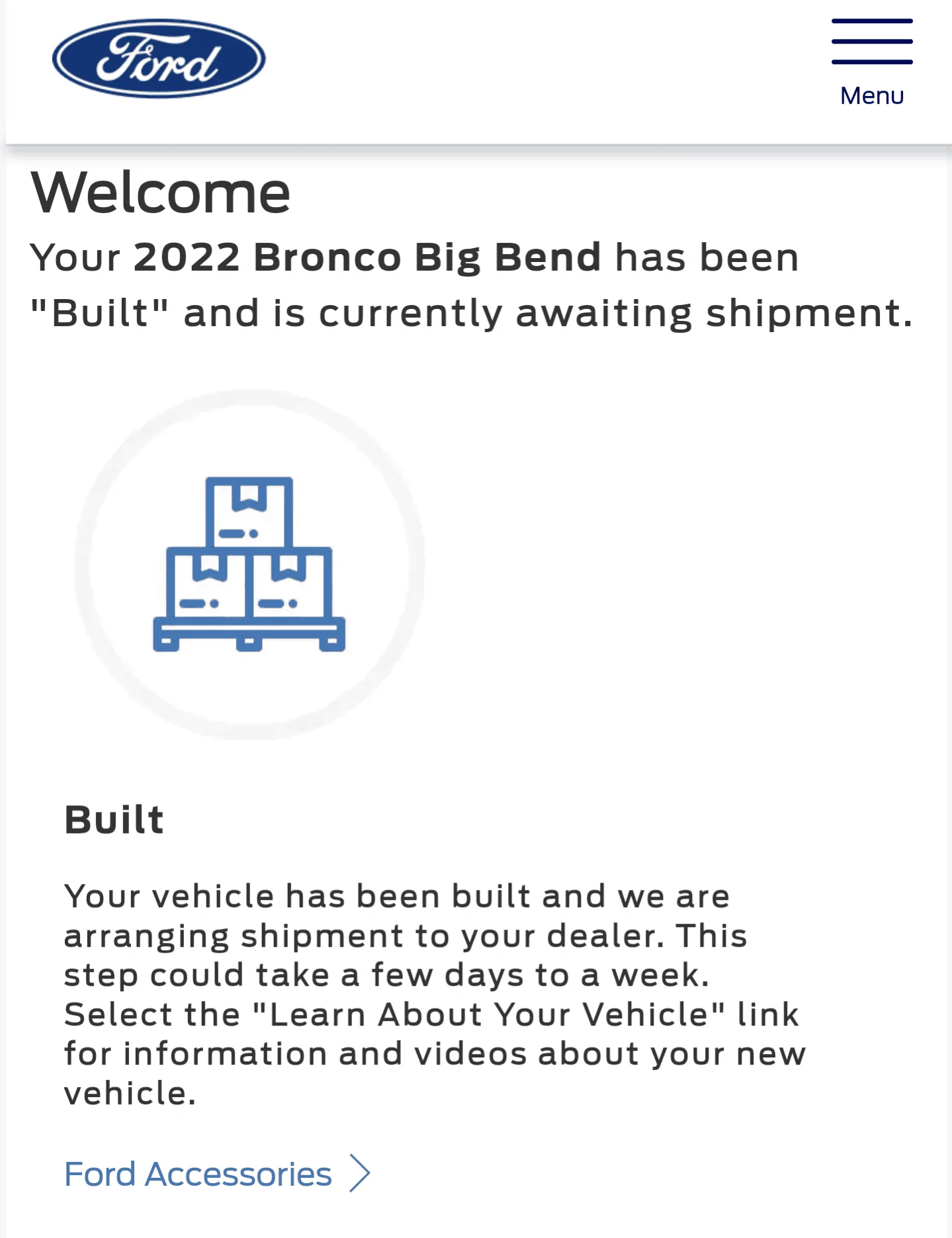 Ford Bronco Approximate build time Screenshot_20220927-153348
