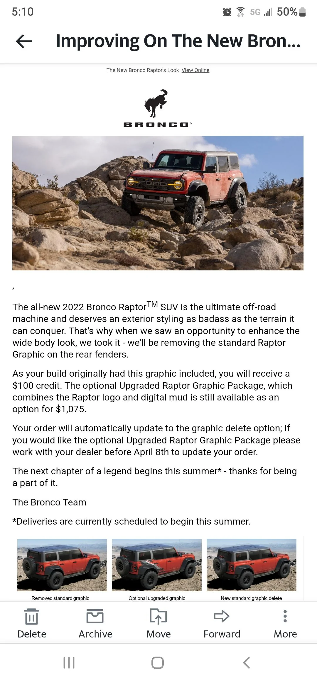 Ford Bronco Delivered Bronco Raptor photos thread Screenshot_20220928-171042_Yahoo Mail