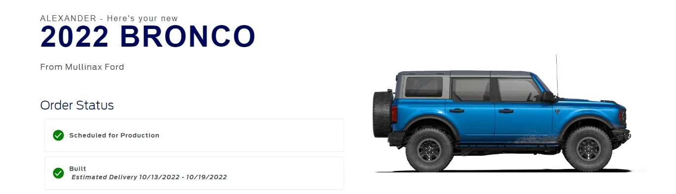 Ford Bronco 9/19/22 Build Week 1664543274581