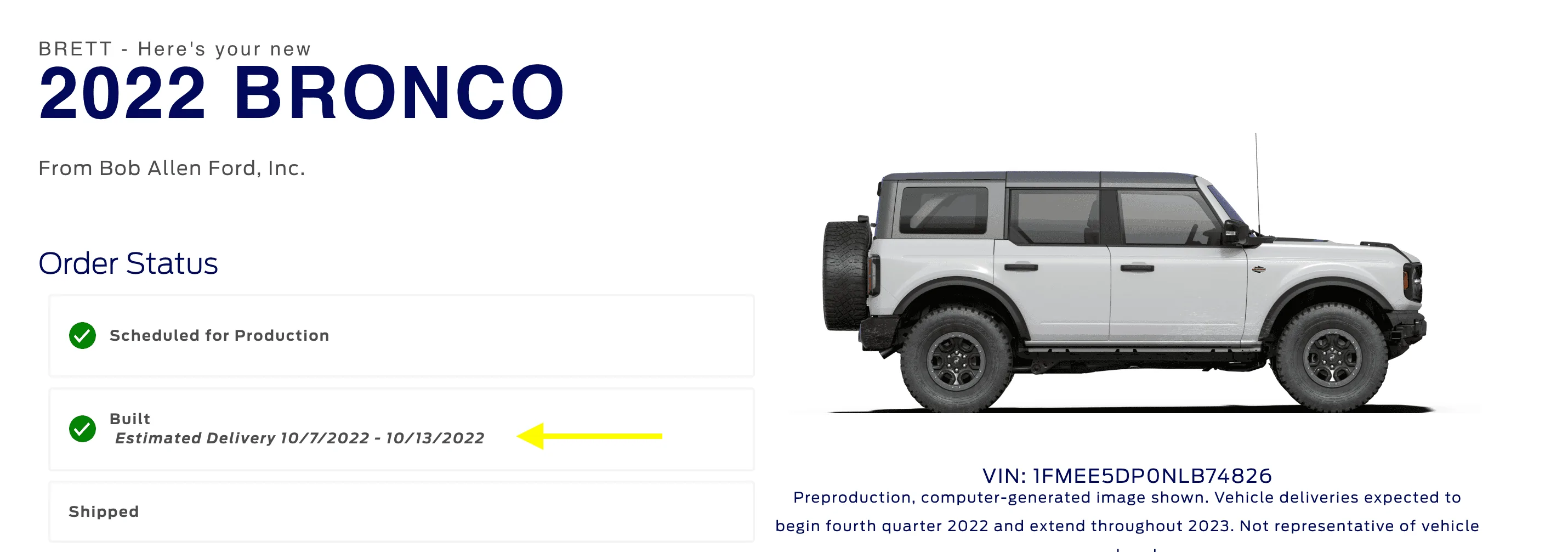 Ford Bronco 9/26/2022 Build Week Thread with Spreadsheet Screen Shot 2022-10-01 at 9.56.58 AM