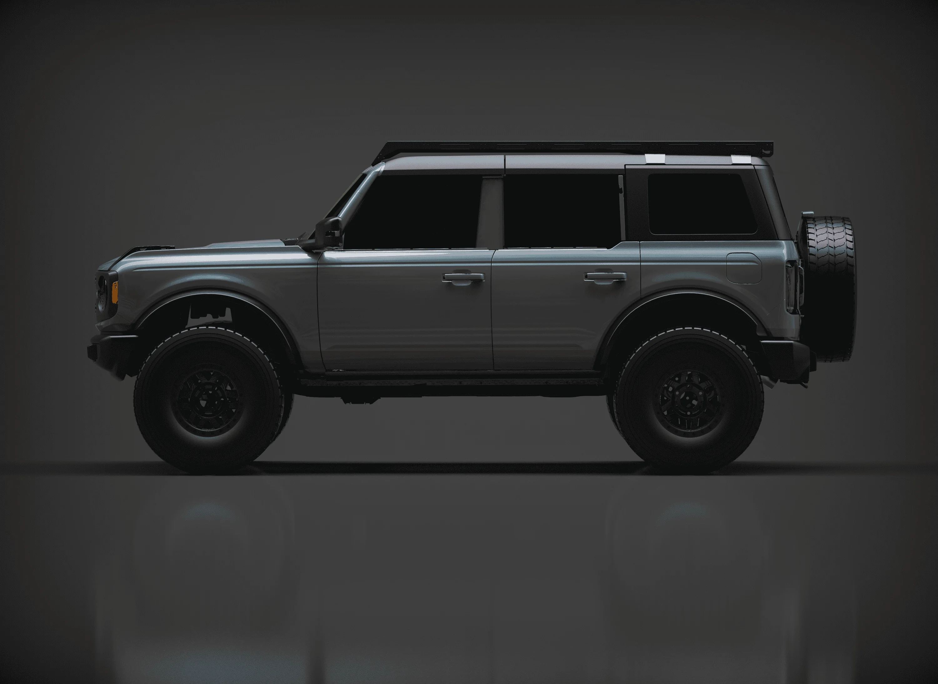 Ford Bronco ADV Prototype Hardtop - Professional Pictures + TrailRax Roof Rack Compatibility ADV_FORD BRONCO_4dr-Stock_Side Targa Top_Shadow Black_Area51 copy