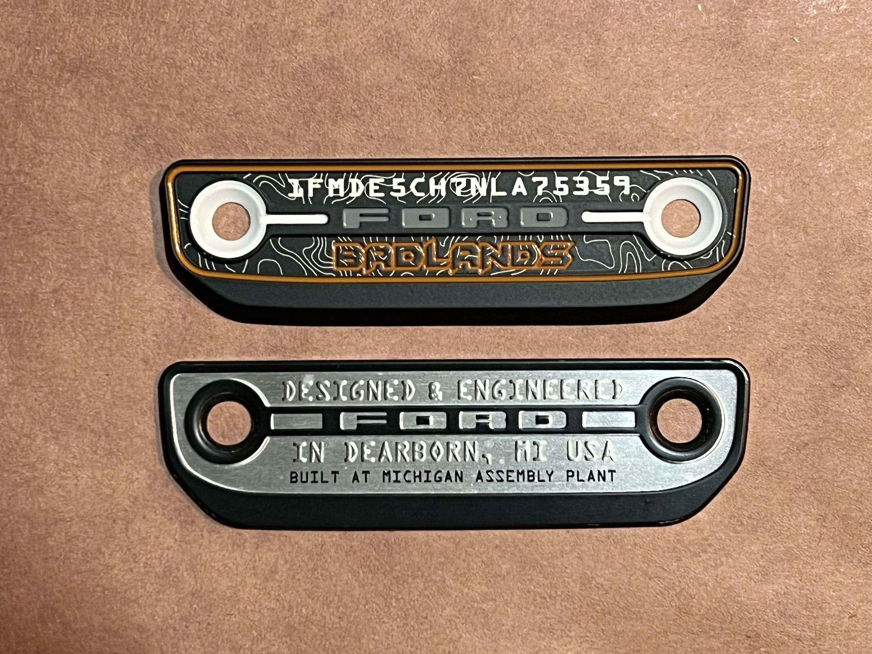 Ford Bronco AR | BADLANDS Center Console VIN Plate 5A162213-68C0-4671-80E4-2FB536917CBA