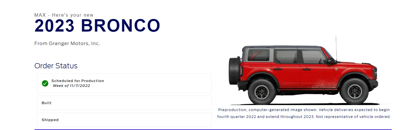 Ford Bronco 11/7/22 Build Week w/ Spreadsheet 1665086158754