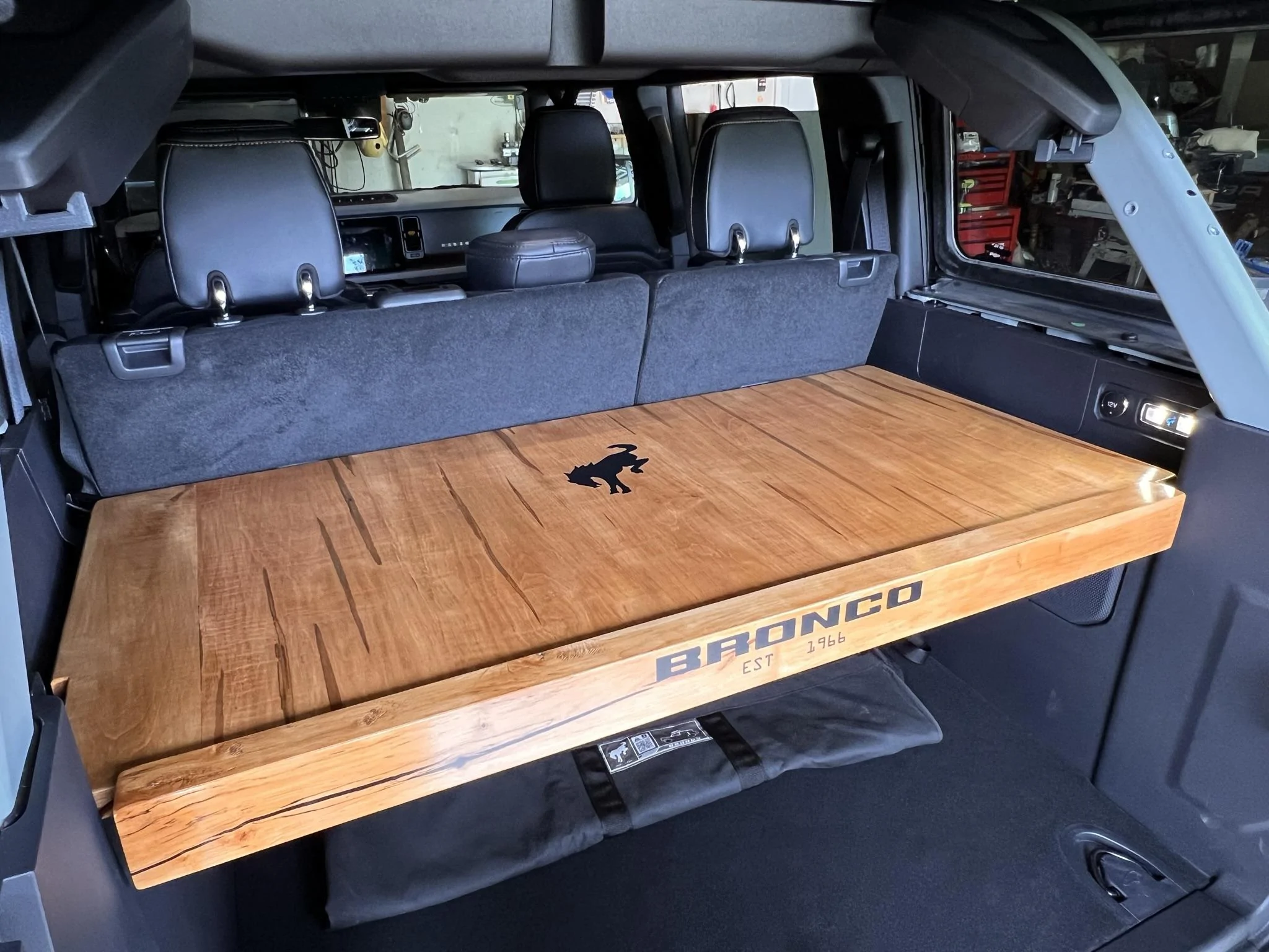 Ford Bronco Self made wooden trunk storage shelf 163D67BA-8989-4380-9DD4-F3E3943292A4