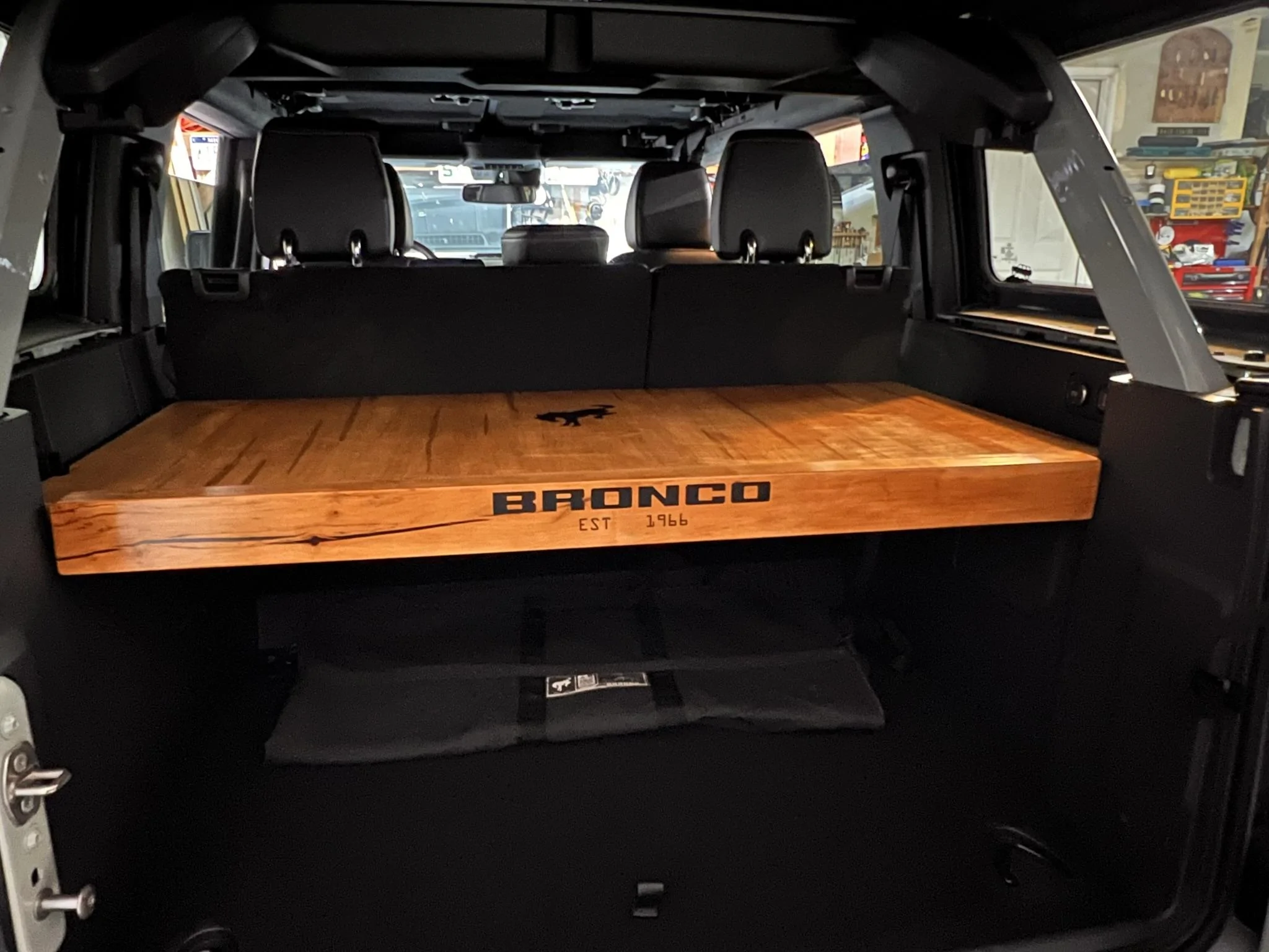 Ford Bronco Self made wooden trunk storage shelf B3CEE187-7845-46F8-98C4-4101BD1CCE8D