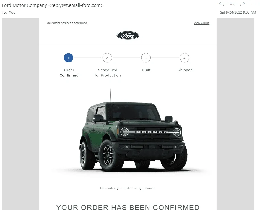 Ford Bronco Email from Ford - should I be concerned? 1665165013318