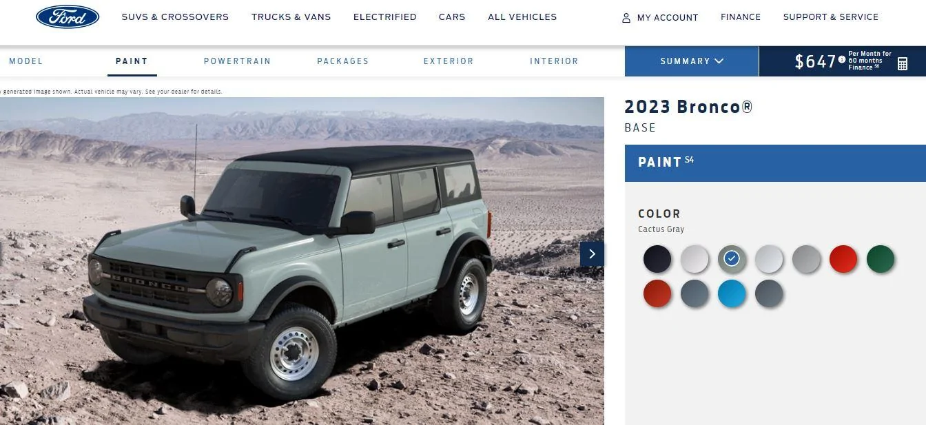 Ford Bronco Base Model Bronco Thread BaseCactusGrey