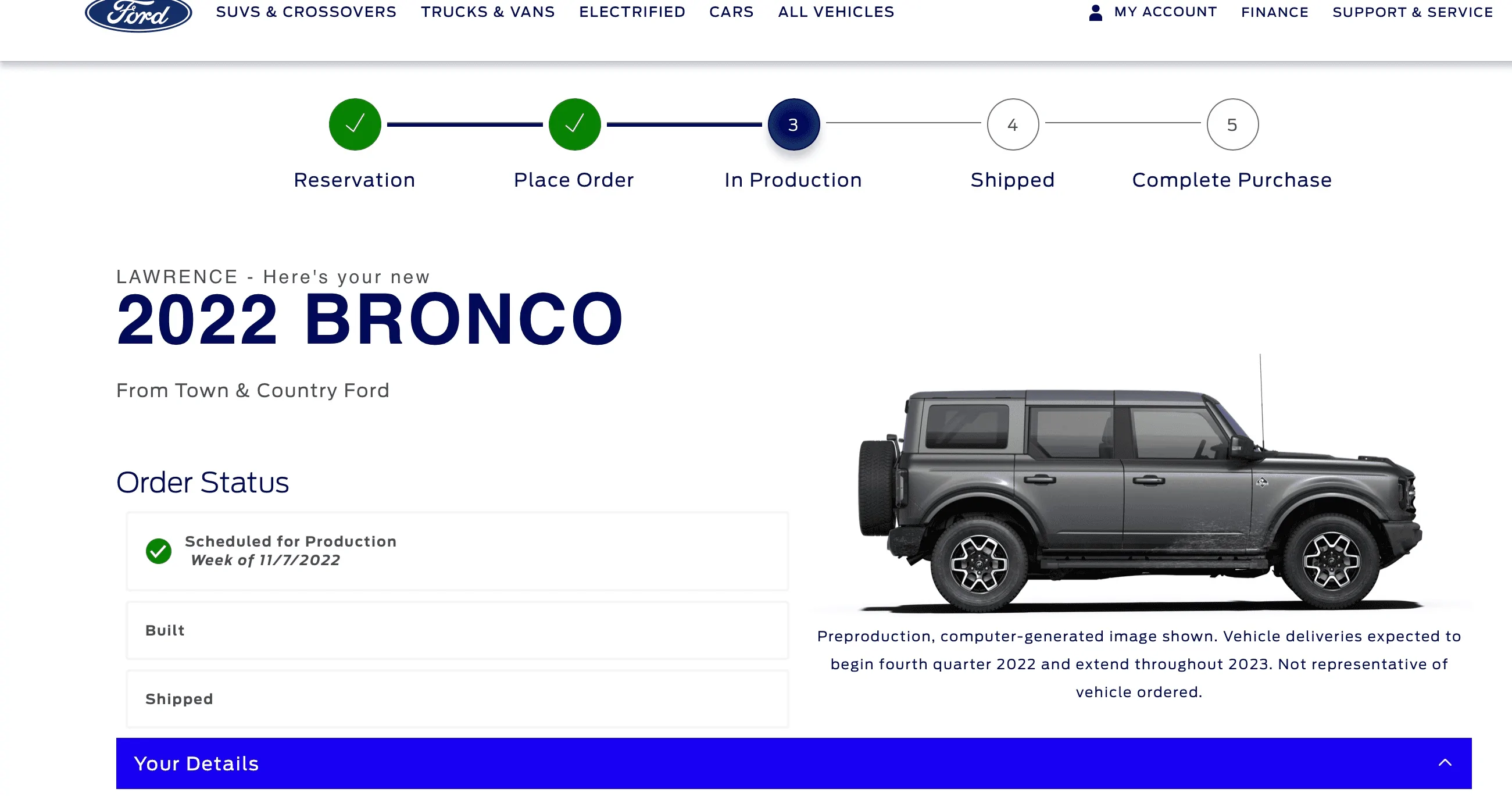 Ford Bronco 10/31/2022 build week group 1665283238786