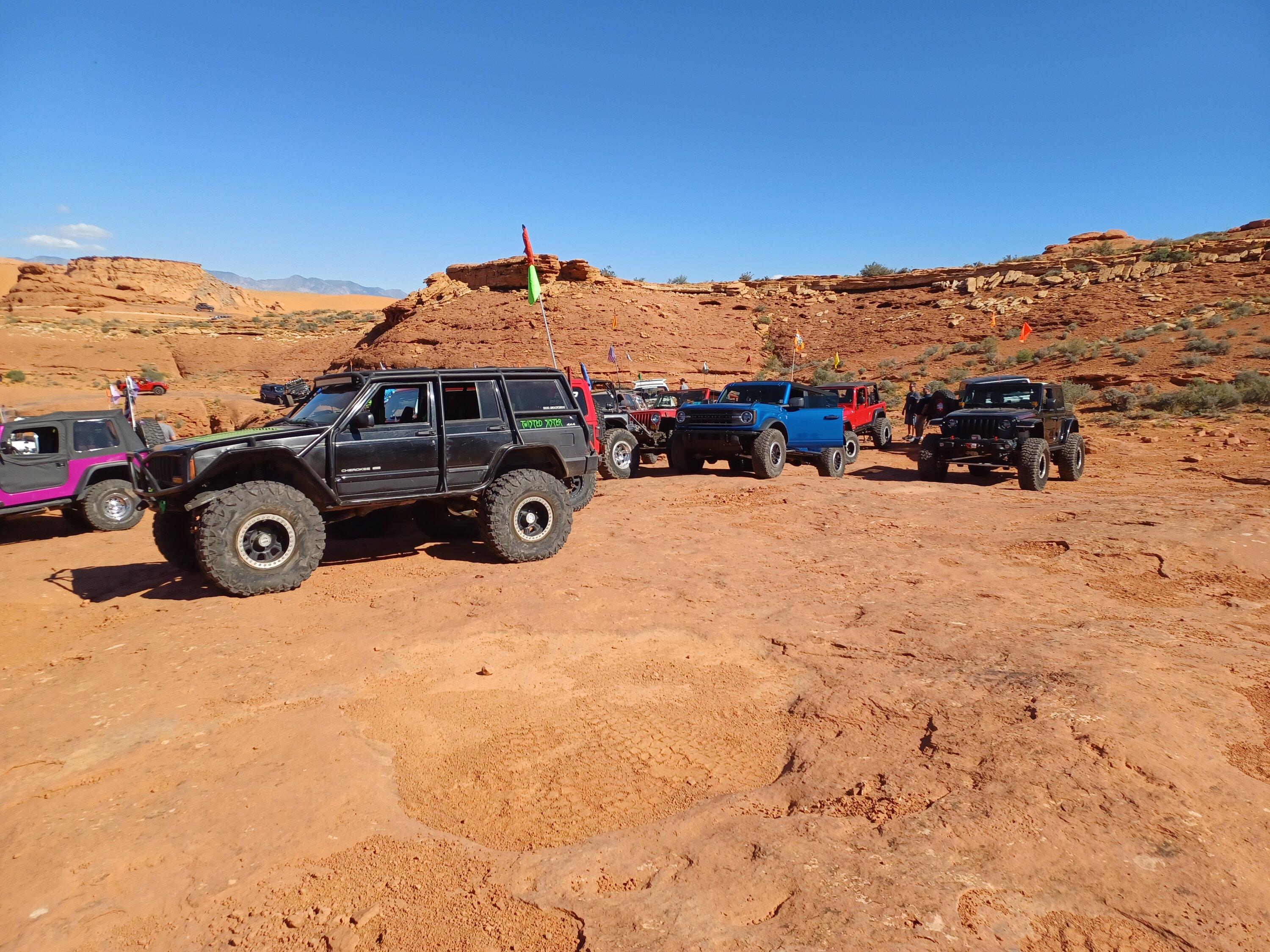 Ford Bronco My Basesquatch on 37s doing Trail Hero at Sand Hollow.  Plan B , and Double Sammy 20221006_112653