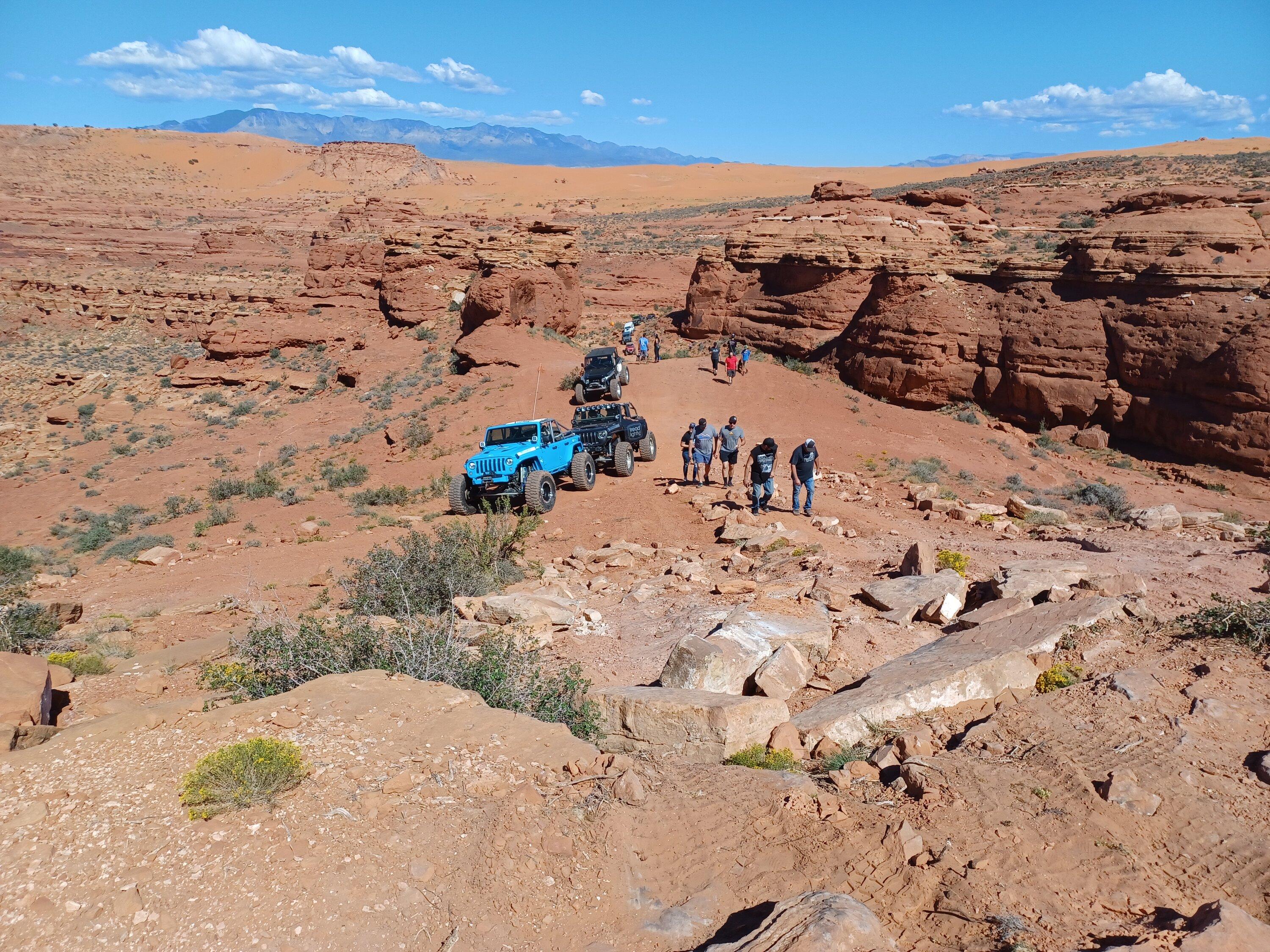 Ford Bronco My Basesquatch on 37s doing Trail Hero at Sand Hollow.  Plan B , and Double Sammy 20221006_122913