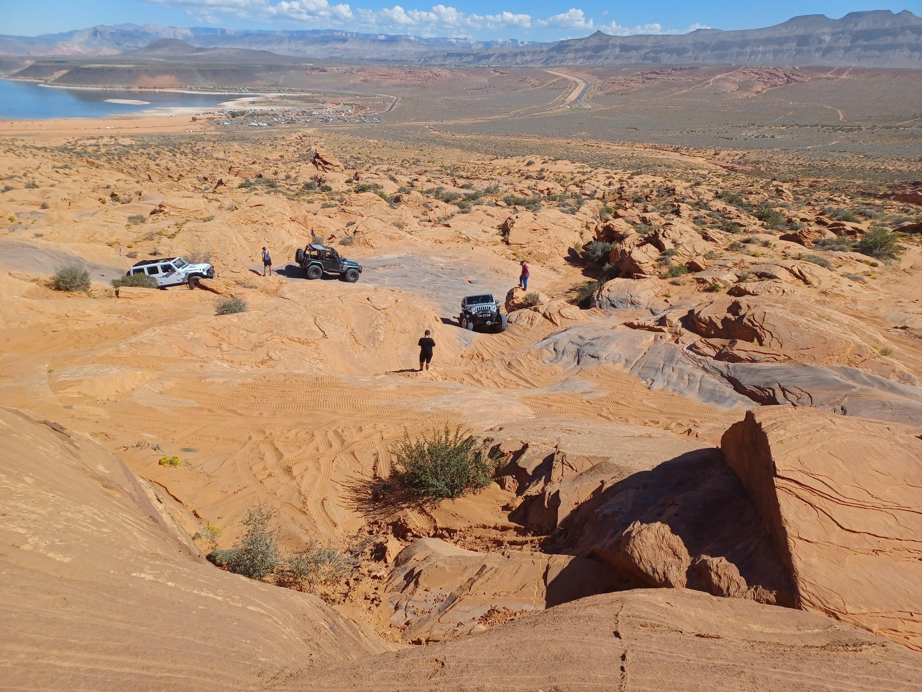 Ford Bronco My Basesquatch on 37s doing Trail Hero at Sand Hollow.  Plan B , and Double Sammy 20221007_120300