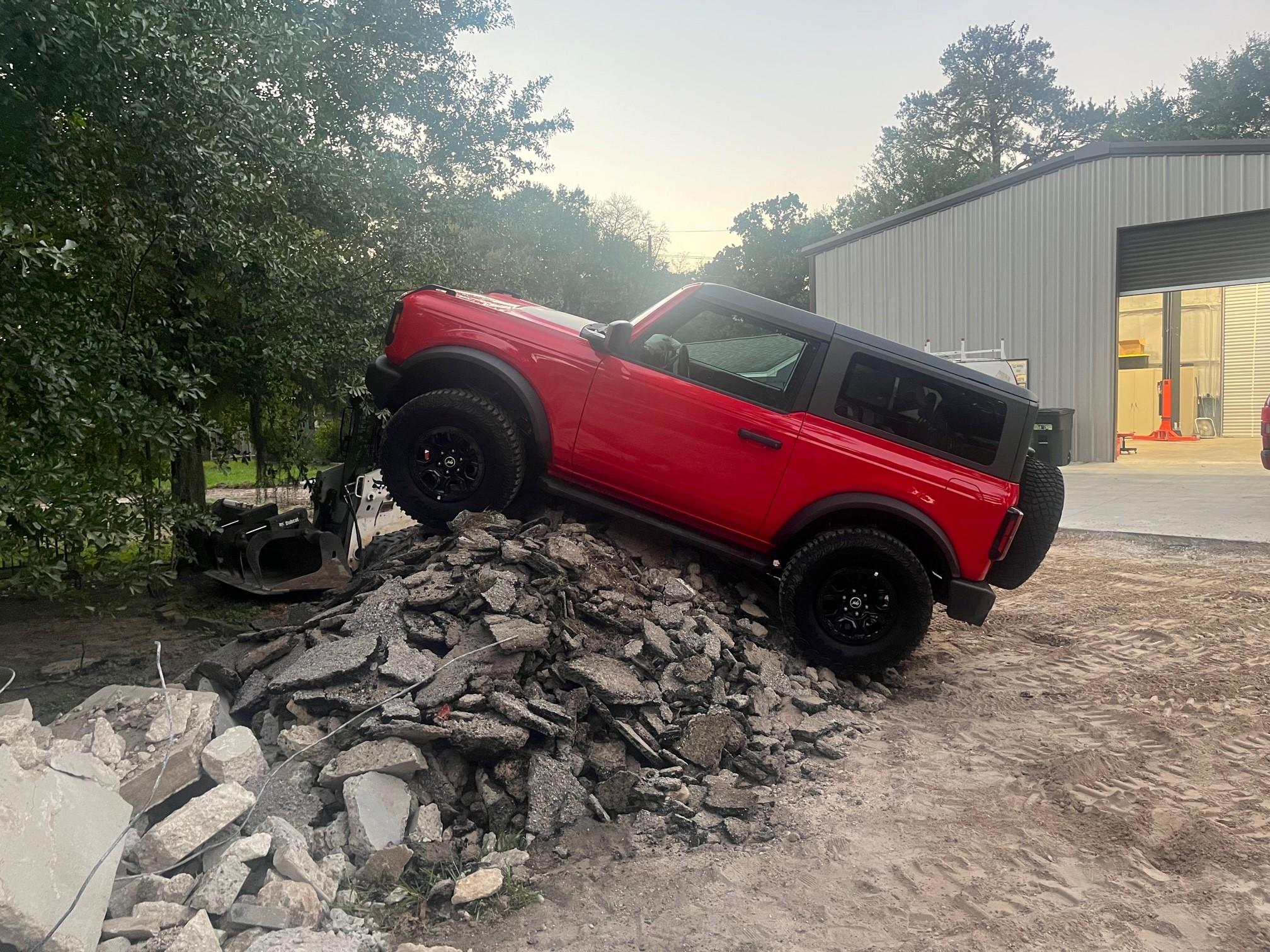 Ford Bronco 2 Door Race red Wildtrak build.  Custom FAB and CNC machining! On Mountain