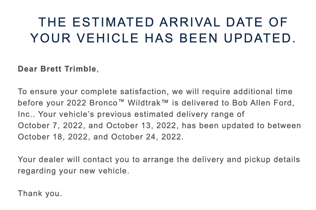 Ford Bronco 9/26/2022 Build Week Thread with Spreadsheet Screen Shot 2022-10-11 at 8.02.02 PM