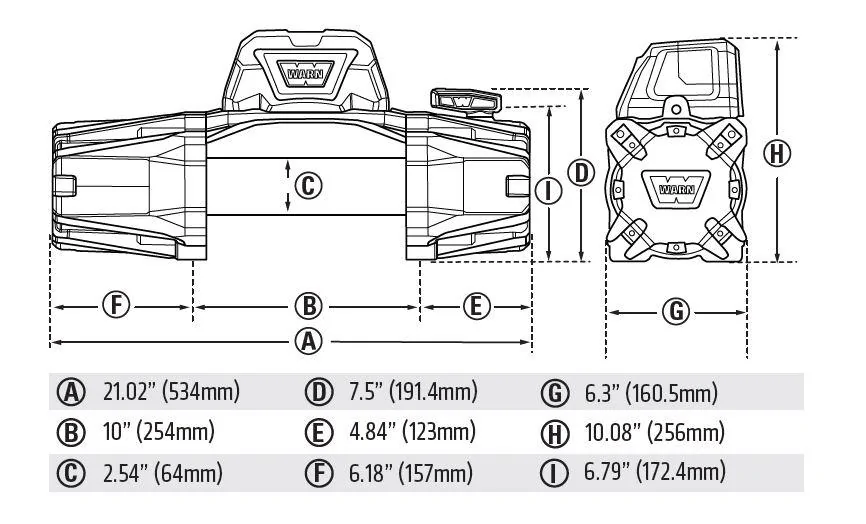 Ford Bronco BAMF Overland front winch bumper EVO10-Dimensions