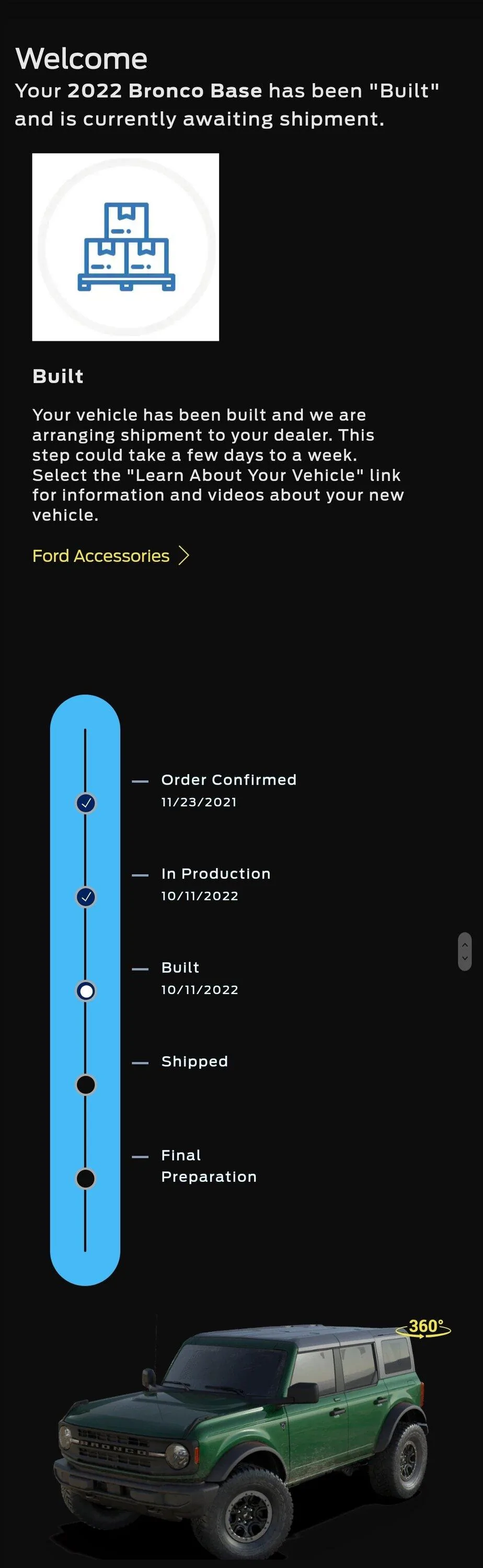 Ford Bronco Build week 10/3/22 Group Screenshot_20221012_074142